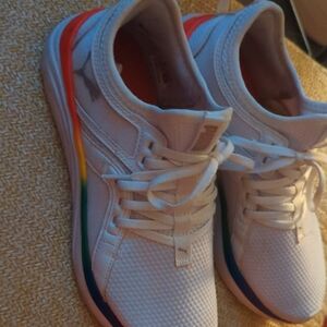 Puma White Sneakers with Rainbow Accents